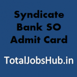 Syndicate Bank SO Admit Card