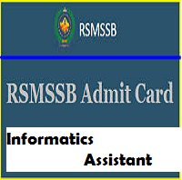 RSMSSB Informatics Assistant Admit Card