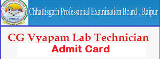CG Vyapam Lab Technician Admit Card