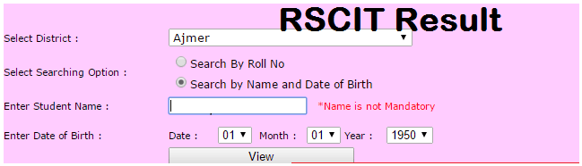 RSCIT Result name wise